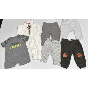 Baby Boys Clothes 0-3M One piece Collared Footless, Little Brother Romper, Pants